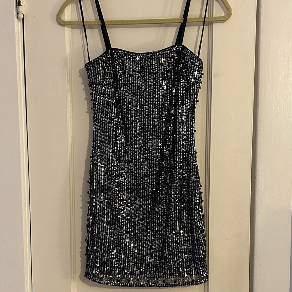 Black Sequin Mini Dress